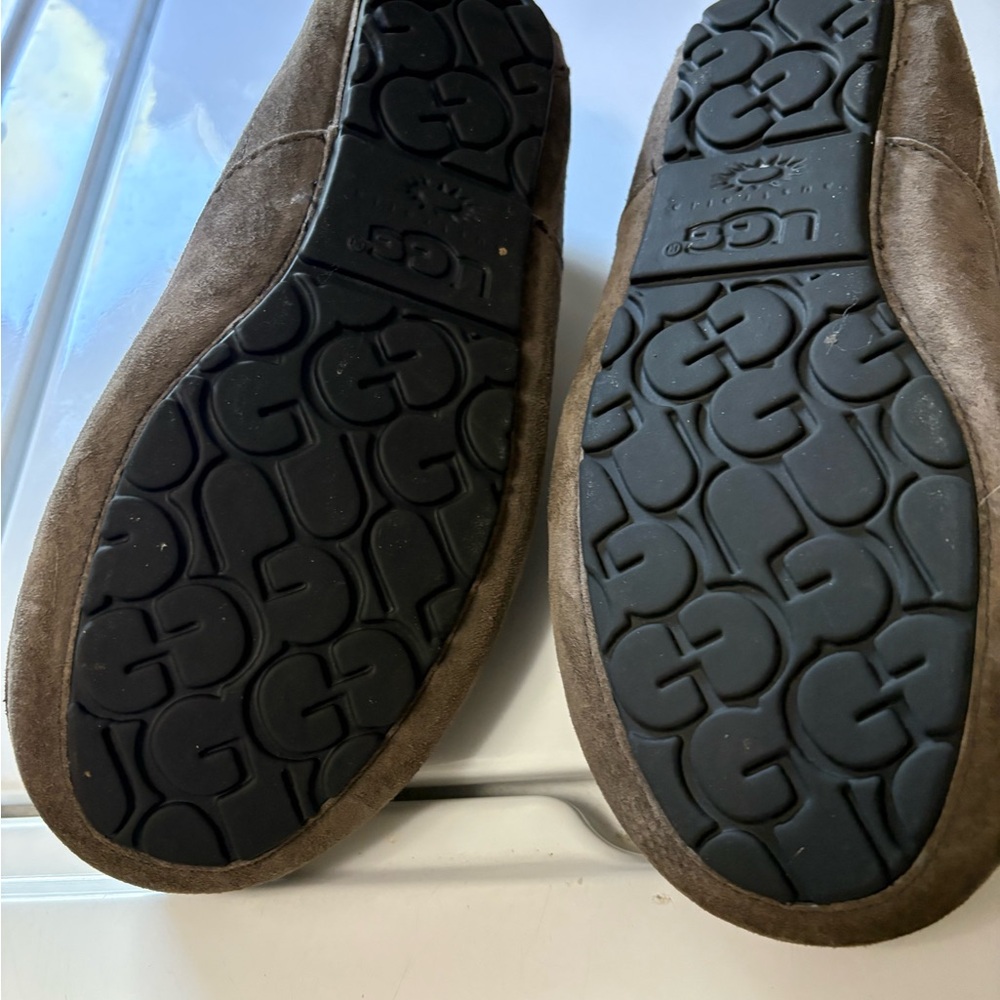 UGG Grey/Brown Suede Indoor Slipper with Plush Lining - Picture 5 of 6